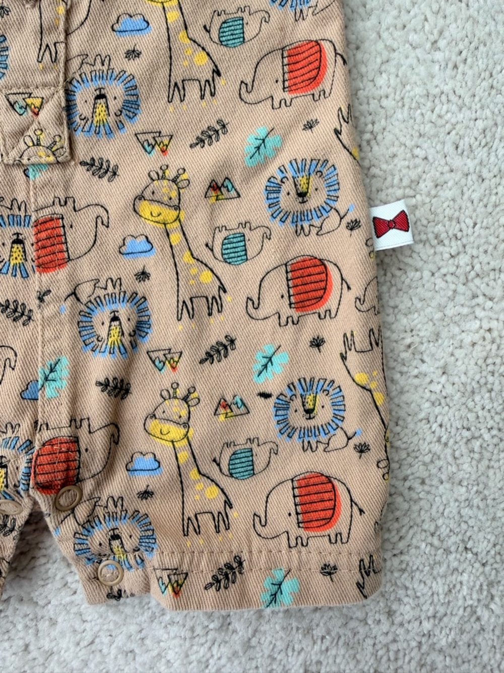 Tan Safari Print Baby One-Piece Bodysuit - Picture 4 of 9